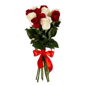 Букет из 11 красных и белых роз